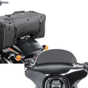 Set: Hecktasche für Harley Softail / Sport Glide SQ1 Craftride 52l schwarz + Windschild für Harley Davidson Sport Glide 18-21 Craftride M Windschutzscheibe dunkel getönt_1