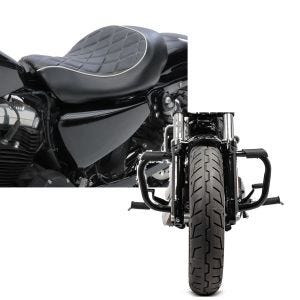 Set: Solo Sitz für Harley Sportster Forty-Eight 48 10-20 Craftride SR4 Sitzbank + Sturzbügel für Harley Davidson Sportster Forty-Eight 48 (XL 1200 X) 10-20 Craftride Mustache schwarz_1