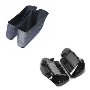 Set: Beinschild für Harley Davidson Street Glide 14-21 Craftride belüftet schwarz + Innenverkleidung Seitenkoffer Harley Davidson Street Glide 14-20 Craftride in grau_1