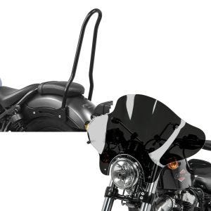 Set: Sissybar für Honda Rebel 500 17-21 Craftride Tampa schwarz + Windschild Batwing für Honda Rebel 500 17-21 Craftride inkl. Haltesatz dunkel getönt_1