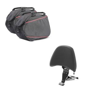 Set: Fahrer Sissybar für Honda Goldwing GL 1800 18-21 Rückenlehne Craftride schwarz + Seitenkoffer Innentaschen 2x20L für Honda Gold Wing 1800 / 1500_1