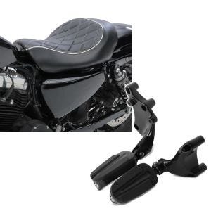 Set: Solo Sitz für Harley Sportster Forty-Eight 48 10-20 Craftride SR4 Sitzbank + Sozius Fußrasten für Harley Sportster Forty-Eight 48 14-20 Craftride mit Halter in schwarz_1