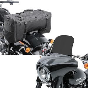Set: Hecktasche für Harley Softail / Sport Glide SQ1 Craftride 52l schwarz + Windschild für Harley Sport Glide 18-21 Craftride L Windschutzscheibe dunkel getönt_1