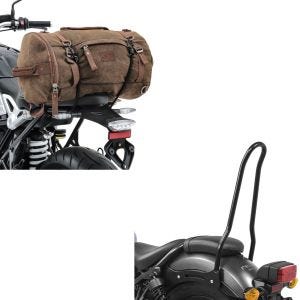 Set: Sissybar für Honda Rebel 500 17-21 Craftride Tampa schwarz + Hecktasche Vintage 25L für Honda Rebel 500 braun Craftride_1