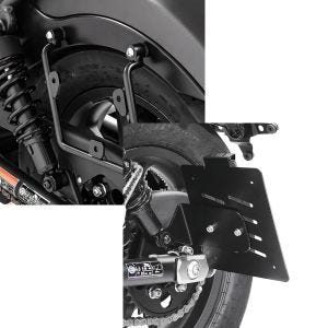 Set: Satteltaschenhalter für Honda Rebel 500 17-20 links Satteltaschen Abstandshalter Craftride + Kennzeichenhalter seitlich für Honda Rebel 500 17-21 schwarz Craftride_1