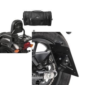 Set: Sissybar XS3 + Hecktasche RB1 für Honda Rebel 500 17-21 mit Gepäckträger Craftride + Kennzeichenhalter seitlich M für Honda Rebel 500 17-21 schwarz Craftride_1