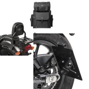 Set: Sissybar XS3 + Hecktasche für Honda Rebel 500 17-21 mit Gepäckträger Craftride + Kennzeichenhalter seitlich M für Honda Rebel 500 17-21 schwarz Craftride_1