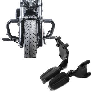 Set: Sturzbügel Mustache II für Harley Davidson Sportster Forty-Eight 48 10-20 Schutzbügel schwarz Craftride + Sozius Fußrasten für Harley Sportster Forty-Eight 48 14-20 Craftride mit Halter in schwarz_1