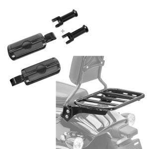 Set: Sozius Fussrasten mit Halter für Harley Softail 18-21 Craftride SF6 schwarz + Gepäckträger für Sissybar für Harley Breakout / Fat Boy / 114 18-21 schwarz Craftride_1