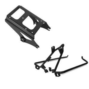 Set: Gepäckträger TP Abnehmbar passend für Harley Davidson Touring 09-13 schwarz Craftride + Satteltaschenträger-Kit passend für Harley Davidson Touring Modelle 09-13 schwarz Craftride