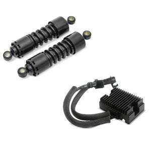 Set: Stoßdämpfer 11 Zoll Harley Sportster 883 Iron Federbeine von Craftride schwarz + Spannungsregler für Harley-Davidson Sportster 883 Iron 09-13 Gleichrichter Laderegler Craftride_1