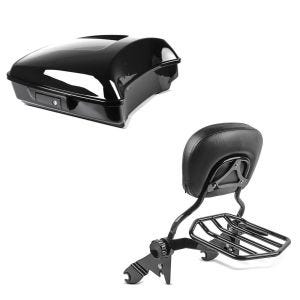 Set: Topcase Razor für Harley Street Glide 14-21 schwarz LB Craftride + Sissybar Harley Street Glide (FLHX) 09-21 Craftride Fast Driver-L Flex inkl. Gepäckträger schwarz_1