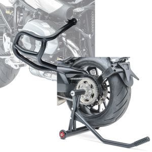 Set: Sturzbügel für BMW R NineT Scrambler 16-21 Motoguard Schutzbügel + Einarmständer BMW R NineT Scrambler 16-21 Montageständer ConStands Single-Racing schwarz matt_1