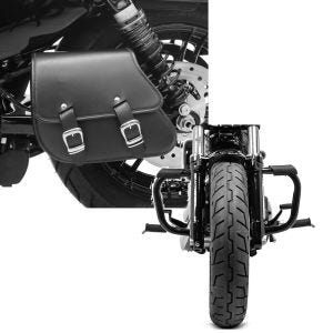 Set: Schwingentasche + Halter für Harley Sportster Forty-Eight 48 10-20 Craftride + Sturzbügel für Harley Davidson Sportster Forty-Eight 48 (XL 1200 X) 10-20 Craftride Mustache schwarz_1