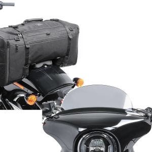 Set: Hecktasche für Harley Softail / Sport Glide SQ1 Craftride 52l schwarz + Windschild für Harley Sport Glide 18-21 Craftride M Windschutzscheibe rauchgrau_1