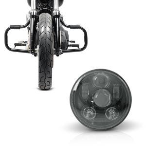 Set: Sturzbügel für Harley Davidson Dyna Street Bob 06-17 Craftride Mustache schwarz + Hauptscheinwerfer LED 5,75 Zoll für Harley Dyna Street Bob 06-17 schwarz von Craftride_1