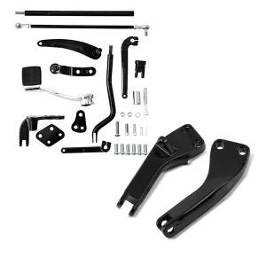 Set: Vorverlegte Fussrastenanlage für Harley Davidson Dyna Street Bob 06-17 Craftride RR1 + Sozius Fussrasten-Halter für Harley-Davidson Dyna Street Bob 06-17 schwarz Craftride_1