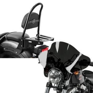 Set: Sissybar für Honda Rebel 500 17-21 Craftride Fast Rider-M inkl. Gepäckträger schwarz + Windschild Batwing für Honda Rebel 500 17-21 Craftride inkl. Haltesatz dunkel getönt_1