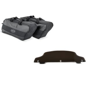 Set: Innentasche Seitenkoffer für Harley Street Glide 06-21 Craftride 19Ltr schwarz + Windschild 5" für Harley-Davidson Street Glide 14-21 dunkel getönt Craftride_1