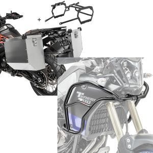 Set: Alu Koffer Set 34-40L für Yamaha Tenere 700 19-21 mit Kofferträger Bagtecs Atlas + Verkleidungsschutzbügel XL für Yamaha Tenere 700 19-21 Motoguard Tank-Sturzbügel oben_1