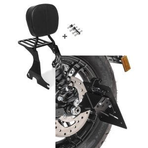Set: Sissybar für Harley Davidson Sportster Forty-Eight 48 10-20 Craftride inkl. Gepäckträger und Docking Kit schwarz + Kennzeichenhalter seitlich S für Harley Sportster Forty-Eight 48 10-20 schwarz Craftride_1