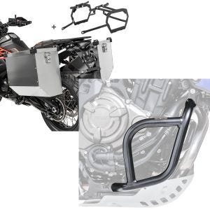 Set: Alu Koffer Set 34-40L für Yamaha Tenere 700 19-21 mit Kofferträger Bagtecs Atlas + Sturzbügel für Yamaha Tenere 700 19-21 Motoguard Schutzbügel_1
