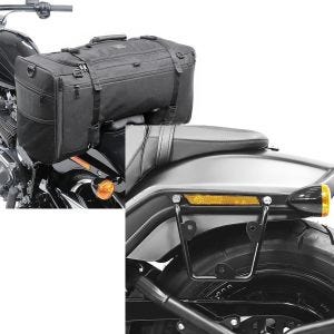 Set: Hecktasche für Harley Softail Fat Bob / 114 SQ1 Craftride 52l schwarz + Satteltaschenhalter für Harley Davidson Fat Bob / 114 18-21 Abstandshalter re-li Craftride_1