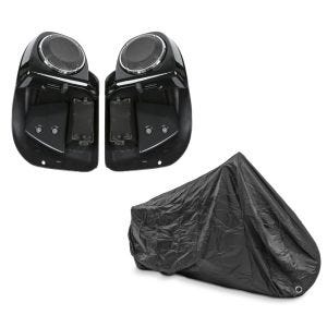 Set: Beinschild für Harley Davidson Street Glide Special 15-21 Craftride mit Lautsprecher schwarz + Abdeckplane Harley Street Glide / Special Craftride XXXL schwarz_1