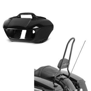 Set: Frontverkleidung Innen-Aussen für Harley Road Glide, Special, Ultra 15-20 schwarz Craftride + Sissybar für Harley Davidson Road Glide Special 15-21 Craftride SP schwarz_1