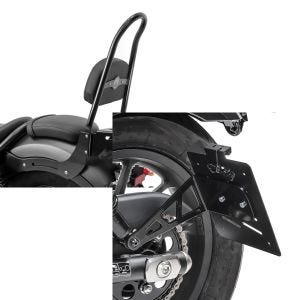 Set: Sissybar für Honda Rebel 500 17-21 Craftride Fast Rider-L inkl. Gepäckträger schwarz + Kennzeichenhalter seitlich L für Honda Rebel 500 17-21 schwarz Craftride_1