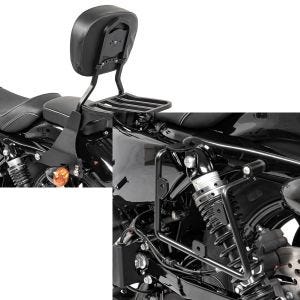Set: Sissybar Harley Sportster 883 Iron (XL 883 N) 09-20 Craftride Fast Driver-S inkl. Gepäckträger schwarz + Satteltaschenhalter für Harley Sportster 883 Iron 16-20 links Craftride_1