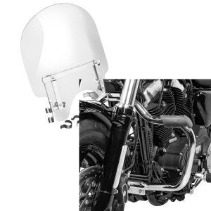 Set: Windschild für Harley-Davidson Sportster 1200 Custom 96-18 Craftride + Sturzbügel für Harley Davidson Sportster 1200 Custom 04-20 Mustache chrom Craftride_1