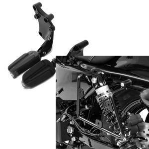 Set: Sozius Fußrasten für Harley Sportster 883 Iron 14-20 Craftride mit Halter in schwarz + Satteltaschenhalter für Harley Sportster 883 Iron 16-20 links Craftride_1
