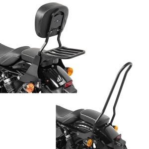 Set: Sissybar Harley Sportster 883 Iron (XL 883 N) 09-20 Craftride Fast Driver-S inkl. Gepäckträger schwarz + Sissybar für Harley Sportster 883 Iron 09-20 Craftride Tampa_1