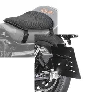 Set: Gel Sitzkissen Honda Rebel 500 Komfortkissen M Tourtecs schwarz + Kennzeichenhalter seitlich für Honda Rebel 500 17-21 schwarz Craftride_1