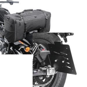 Set: Hecktasche für Honda Rebel 500 SQ1 Craftride 52l schwarz + Kennzeichenhalter seitlich für Honda Rebel 500 17-21 schwarz Craftride_1