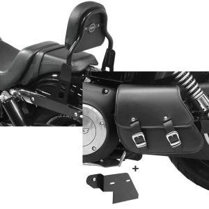 Set: Sissy Bar CSS Fix für Harley Dyna Fat Bob 10-17 schwarz Craftride + Schwingentasche + Halter für Harley Dyna Fat Bob 08-17 Craftride_1