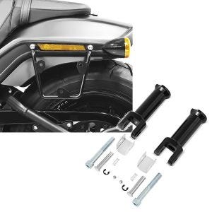 Set: Satteltaschenhalter für Harley Davidson Fat Bob / 114 18-21 Abstandshalter re-li Craftride + Sozius Fussrasten-Halter für Harley Davidson Softail 18-21 Craftride schwarz_1