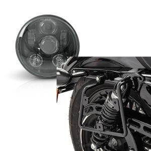 Set: Hauptscheinwerfer LED 5,75 Zoll für Harley Sportster 883 Iron 09-20 schwarz von Craftride + Satteltaschenhalter für Harley Sportster 883 Iron 16-20 rechts Craftride_1