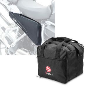Set: Rahmentaschen für BMW R 1200 GS 04-18 Bagtecs BF3 Zusatztaschen Paar schwarz + Innentasche Aluminium Topcase für BMW R 1250 GS / 1200 GS /Adventure 04-21 Alukoffer Bagtecs MT1_1