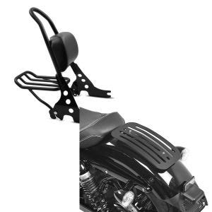 Set: Sissybar Harley Davidson Sportster 883 Iron 09-20 Craftride Fast Rider-M inkl. Gepäckträger schwarz + Gepäckträger für Harley Sportster 883 Iron 09-20 Solo Rack L1 Gepäckbrücke Craftride_1