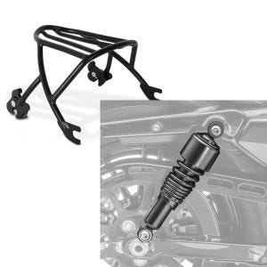 Set: Gepäckträger Solo Rack Abnehmbar für Harley Sportster 883 Iron 09-20 schwarz Craftride + Stoßdämpfer 10,5 Zoll Harley Sportster 883 Iron 09-20 Federbeine von Craftride schwarz_1