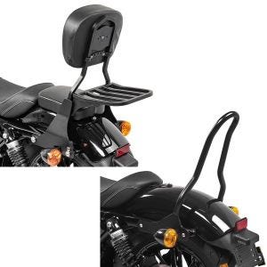 Set: Sissybar Harley Sportster 883 Iron (XL 883 N) 09-20 Craftride Fast Driver-S inkl. Gepäckträger schwarz + Sissybar für Harley Sportster 883 Iron 09-20 Craftride Tampa S schwarz_1