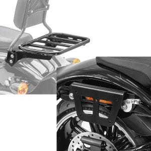 Set: Gepäckträger für Sissybar für Harley Breakout / Fat Boy / 114 18-21 schwarz Craftride + Satteltaschenhalter für Harley Breakout / 114 18-21 Craftride Slim S rechts_1