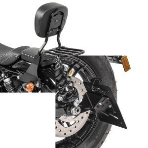 Set: Sissybar Harley Sportster 883 Iron (XL 883 N) 09-20 Craftride Fast Driver-S inkl. Gepäckträger schwarz + Kennzeichenhalter seitlich S für Harley Sportster 883 Iron 19-20 schwarz Craftride_1