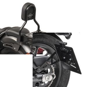 Set: Sissy Bar CL3 für Honda Rebel 500 17-21 mit Gepäckträger schwarz Craftride + Kennzeichenhalter seitlich L für Honda Rebel 500 17-21 schwarz Craftride_1