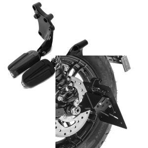 Set: Sozius Fußrasten für Harley Sportster 883 Iron 14-20 Craftride mit Halter in schwarz + Kennzeichenhalter seitlich S für Harley Sportster 883 Iron 19-20 schwarz Craftride_1