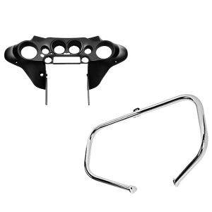 Set: Innenverkleidung Batwing für Harley Electra Glide Ultra Classic 96-13 schwarz glänzend Craftride + Sturzbügel für Harley Davidson Electra Glide Ultra Classic 97-08 Craftride TR1 chrom_1