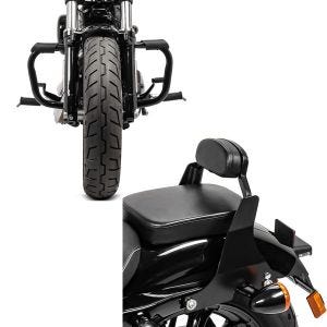 Set: Sturzbügel für Harley Davidson Sportster 883 Iron (XL 883 N) 09-20 Craftride Mustache schwarz + Sissybar Harley Sportster 883 Iron 09-20 Craftride Fast Driver-XS schwarz_1