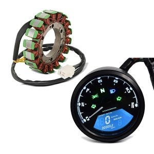Set: Lichtmaschine Stator für Yamaha XV 535 Virago 88-03 Alternator Zaddox + Digital Tachometer für Yamaha XV 1100 / 750 / 535 Virago TM1_1